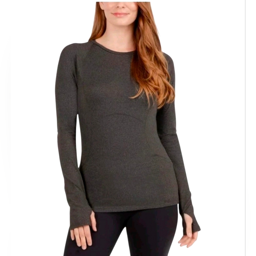 Women's Spyder Active Peached Jersey Top w/Thumbholes  Black Heather Size M NWT